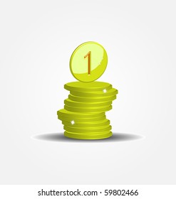 Golden coins isolated on white background