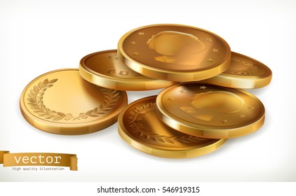 Golden coins. Money 3d vector icon