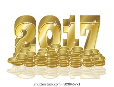 Golden coins New 2017 year background, vector illustration - Powered by Shutterstock - Get 15% off with code: PIKWIZARD15