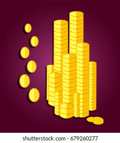 Golden coins pile.