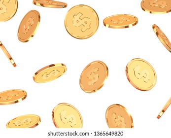 Golden coins. Realistic gold metal money isolated on white background.