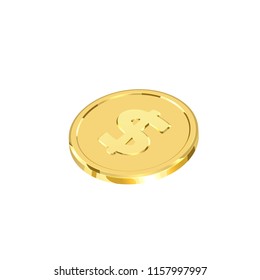 Golden coins. Realistic gold money isolated on white background.