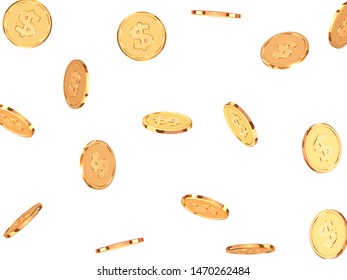 Golden coins. Realistic gold money isolated on white background.