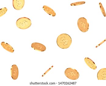 Golden coins. Realistic gold money isolated on white background.