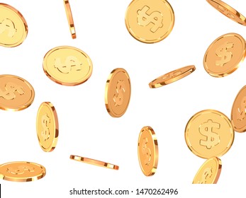 Golden coins. Realistic gold money isolated on white background.