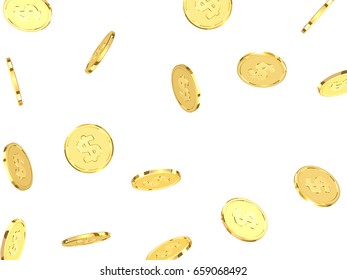 Golden coins. Realistic gold money isolated on white background.