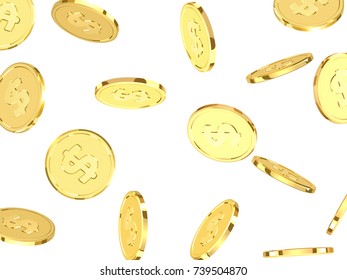 Golden coins. Realistic gold money isolated on white background.