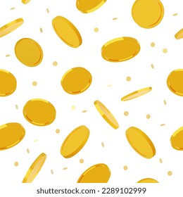 Golden coins seamless pattern vector