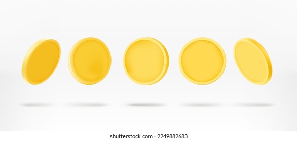 Golden coins set. Comic style. Vector 3d clipart isolated on white background