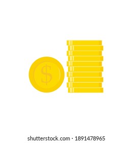 Golden coins set. Flat gold icon. Economy, finance, money concept. Wealth symbol vector illustration isolated on white