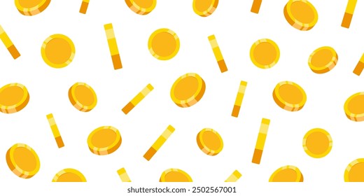 Golden Coins Spin, Gambling Game, Golden Cash in Casino, Jackpot Prize Background, Money Vortex, Flat vector illustration.