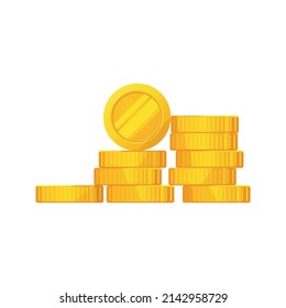 Golden Coins stack. Flat style currency pile. Modern financial vector design isolated on white background. eps10