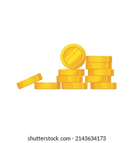 Golden Coins stack. Flat style currency pile. Modern financial vector design isolated on white background. eps10