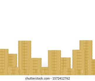 Golden coins stack isolated on white background. Realistic gold money. Business concept vector illustration.