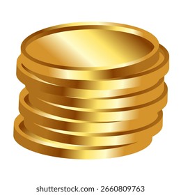 Pila de monedas de oro aisladas sobre fondo blanco.