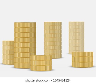 Golden coins stack. Realistic gold money. Business concept vector illustration.