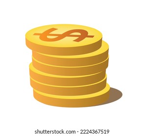 Golden coins stacked with dollar sign