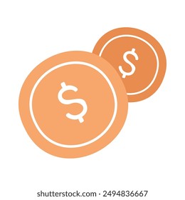 Golden coins stacks icons. Cash money symbol. Vector isolated on white