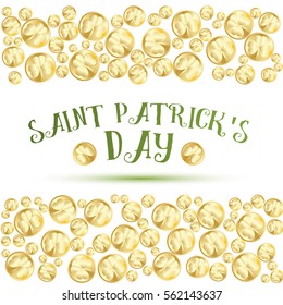 Golden coins - the symbol of Leprechaun. Vector pattern background for St. Patrick's Day.