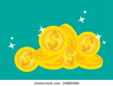 golden coins treasure stack background vector
