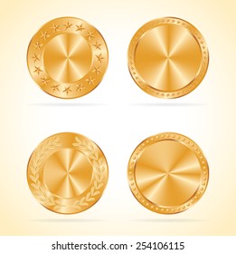 Golden coins vector set.