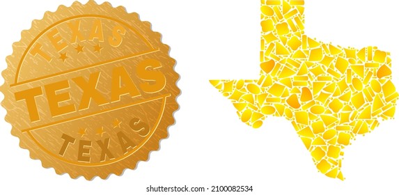 Golden Collage Yellow Texas State Map Stock Vector (Royalty Free ...