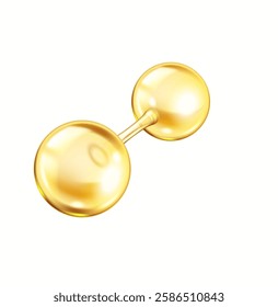 Golden collagen molecule structure realistic vector illustration. Innovative cosmetic and medical advertising 3d object on white background