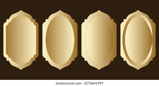 Colección dorada de hermosas ventanas islámicas de estilo linterna con diseño de patrones modernos de fondo marrón, fondo estético ramadán, fondo de lujo, ramadan kareem