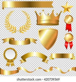 Golden Collection Isolated, Isolated on Transparent Background, With Gradient Mesh, Vector Illustration