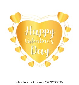 Golden color 3D Abstract love for your Valentine's Day 