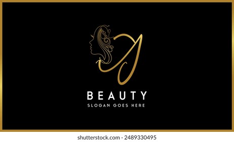 Golden color alphabet letter G,g fashion beauty logo template, Isolated beauty fashion vector monogram icon.
