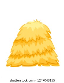 Golden color bale of hay. Haystack flat vector illustration isolated on white background.