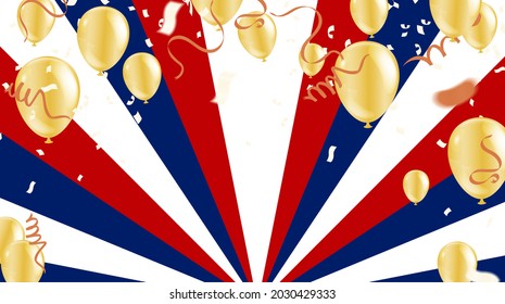 golden color balloons  illustration confetti and ribbons flag Celebration background template typography for greeting card, festive poster etc