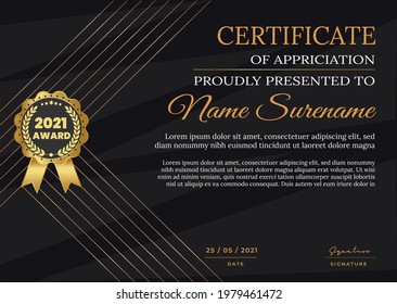 golden color certificate of award design