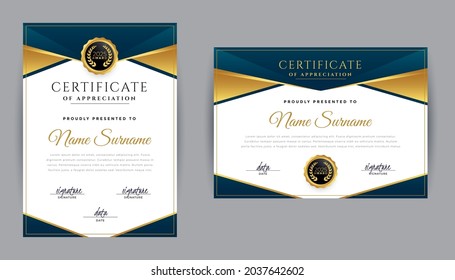 Golden Color Certificate Award Design Template Stock Vector (Royalty ...