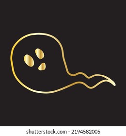 Golden color Cute adorable ghost element design. halloween days