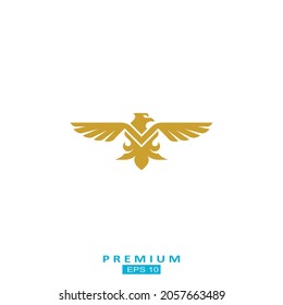 golden color eagle vector design, illustrator - editable 