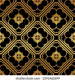 Golden color Elegant, retro, art deco seamless pattern. Vector illustration.