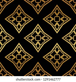 Golden color Elegant, retro, art deco seamless pattern. Vector illustration.
