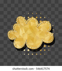 Golden color empty cloud sparkle comic text bubble sound effects. Vector glitter icon speech phrase, cartoon label tag expression, sounds illustration. Comics book balloon