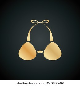 Golden Color Gradient Bikini icon on black background.