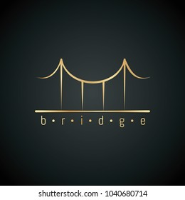 Golden Color Gradient Bridge icon on black background.