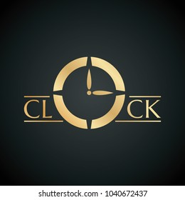 Golden Color Gradient Clock icon on black background.