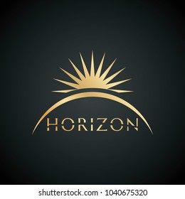 Golden Color Gradient Horizon icon on black background.