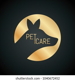 Golden Color Gradient Pet Care icon on black background.