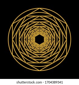golden color hexagons and circles shape over dark background