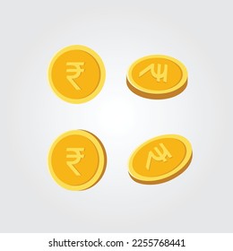 Golden color indian rupee coin 