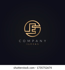 Diseño de plantillas de iconos con el logotipo de la carta de color dorado E Circle, Elemento de vectores monograma empresarial de alfabeto con forma redonda.