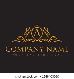 Golden Color Luxury A Letter Logo design.this is high resolution,creative and unique company logo.you can use this logo for your company and website.this is print ready logo.