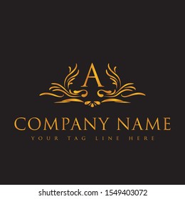 Golden Color Luxury A Letter Logo design.this is high resolution,creative and unique company logo.you can use this logo for your company and website.this is print ready logo.